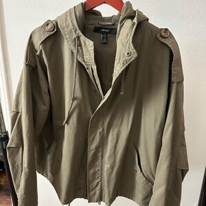Forever 21 Men's Khaki Hooded Field Jacket